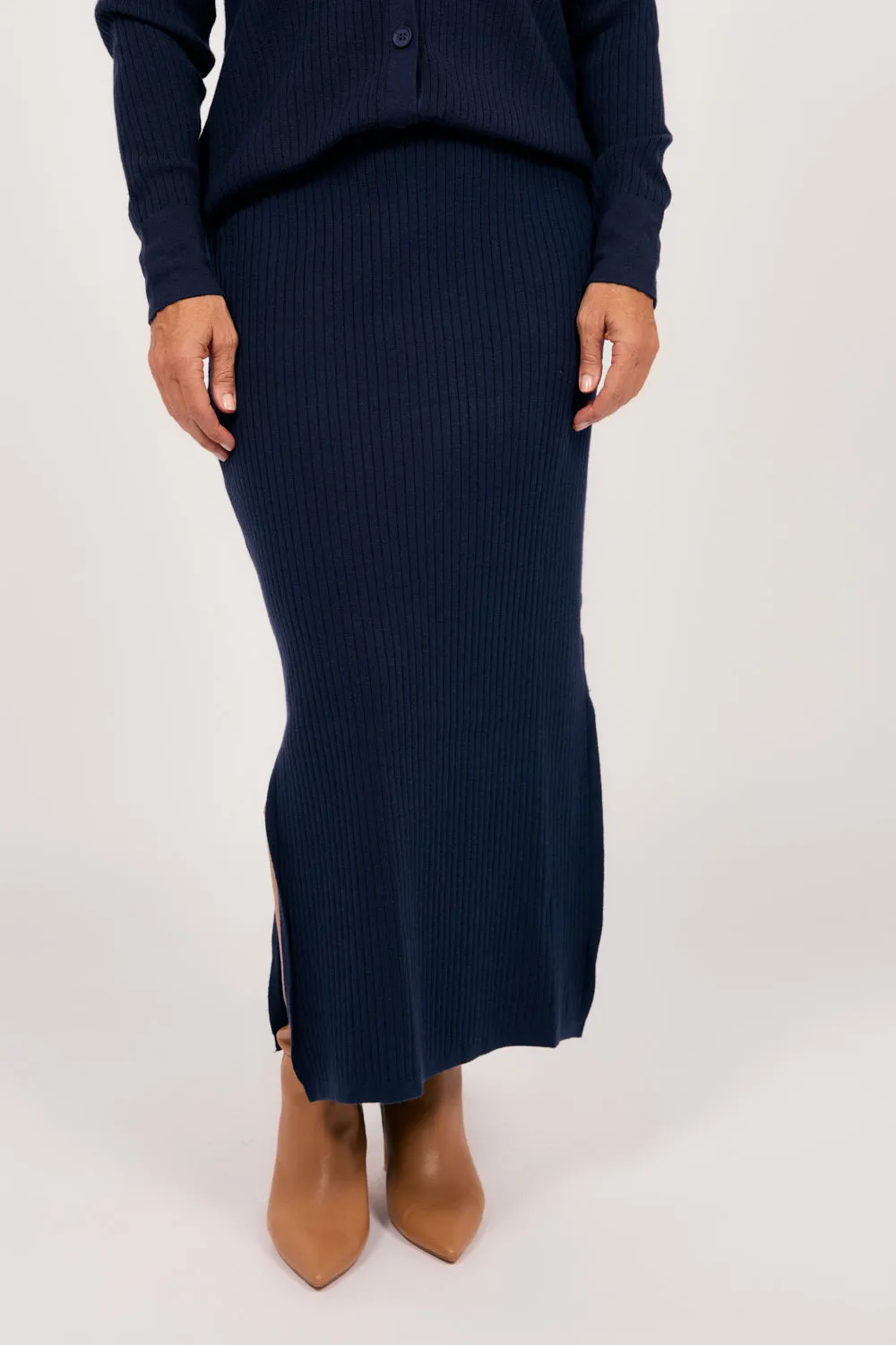 Knitted Skirt in Navy