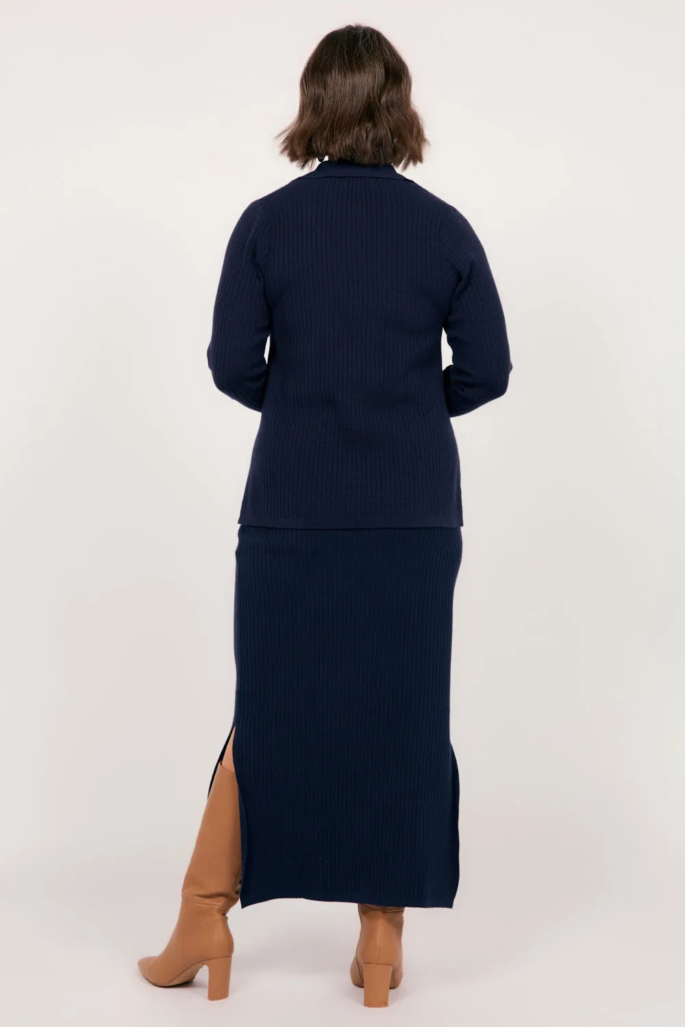 Knitted Skirt in Navy