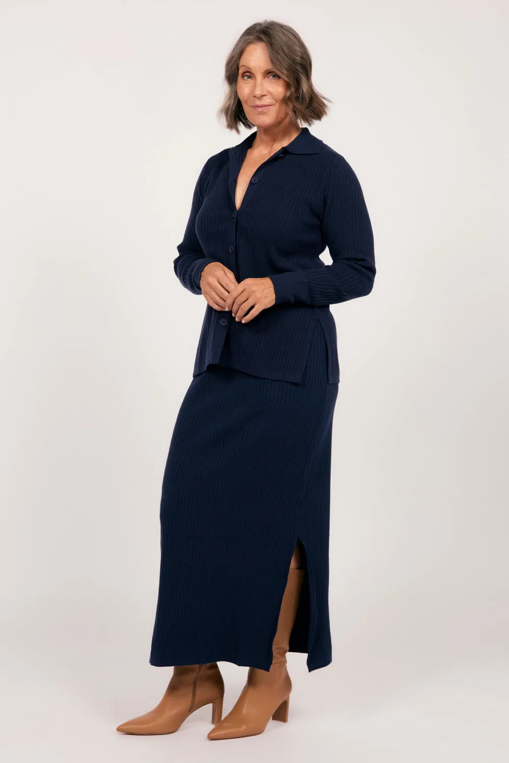 Knitted Skirt in Navy