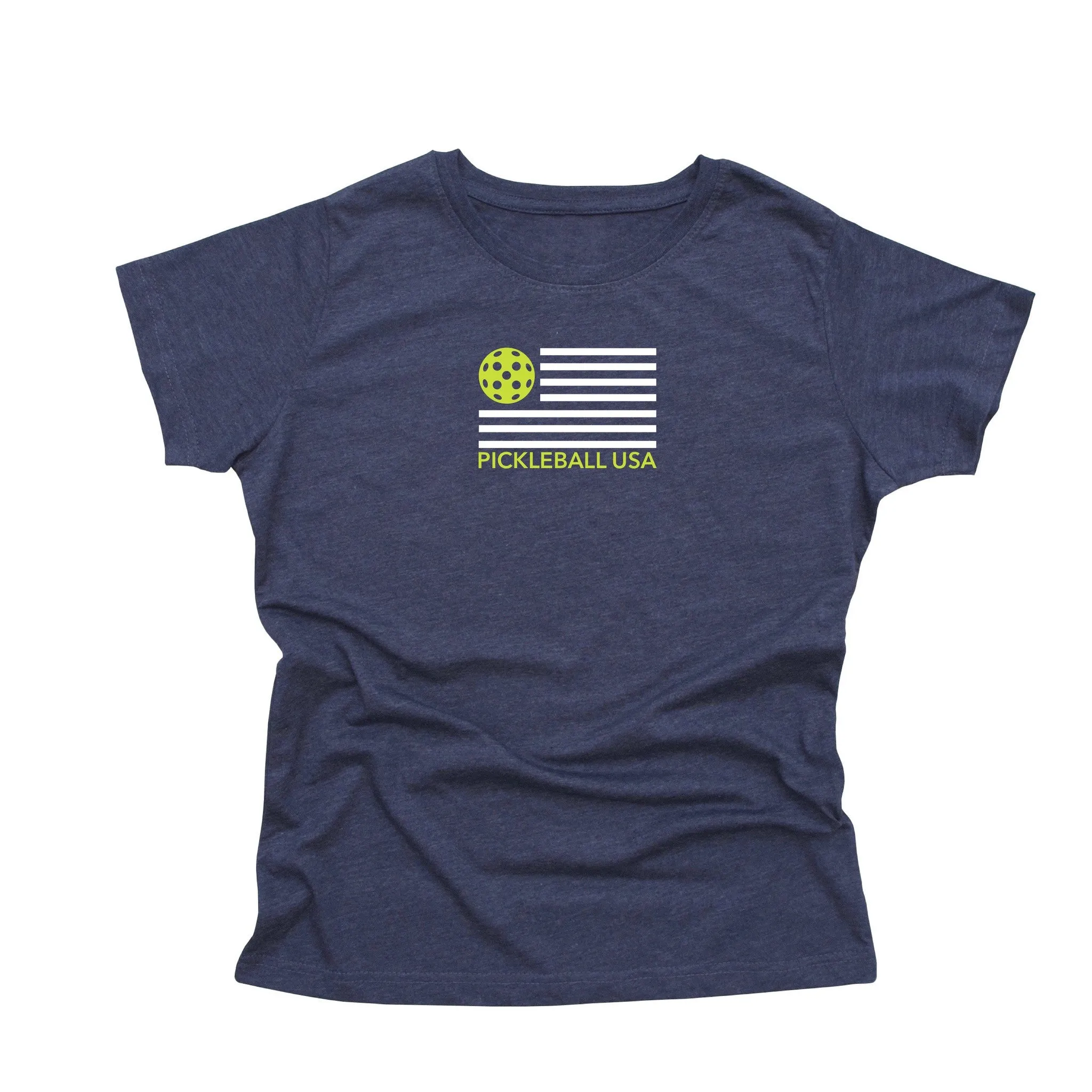 Ladies Pickleball USA Flag T-Shirt - Vintage Casual Cotton Blend