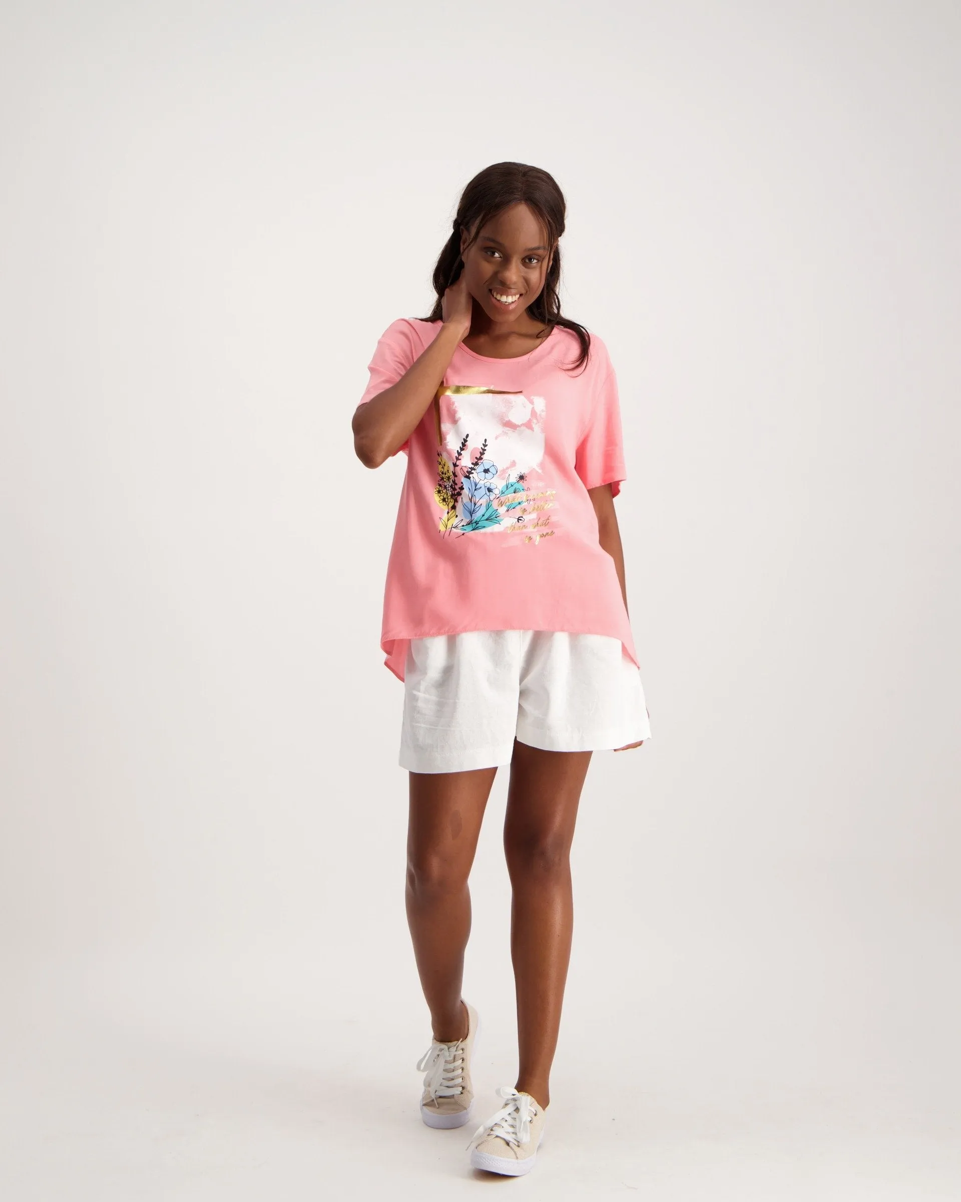 Ladies Rayon Challis T-Shirt - Pink