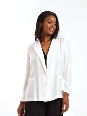 Ladies Textured Unlined Blazer - White