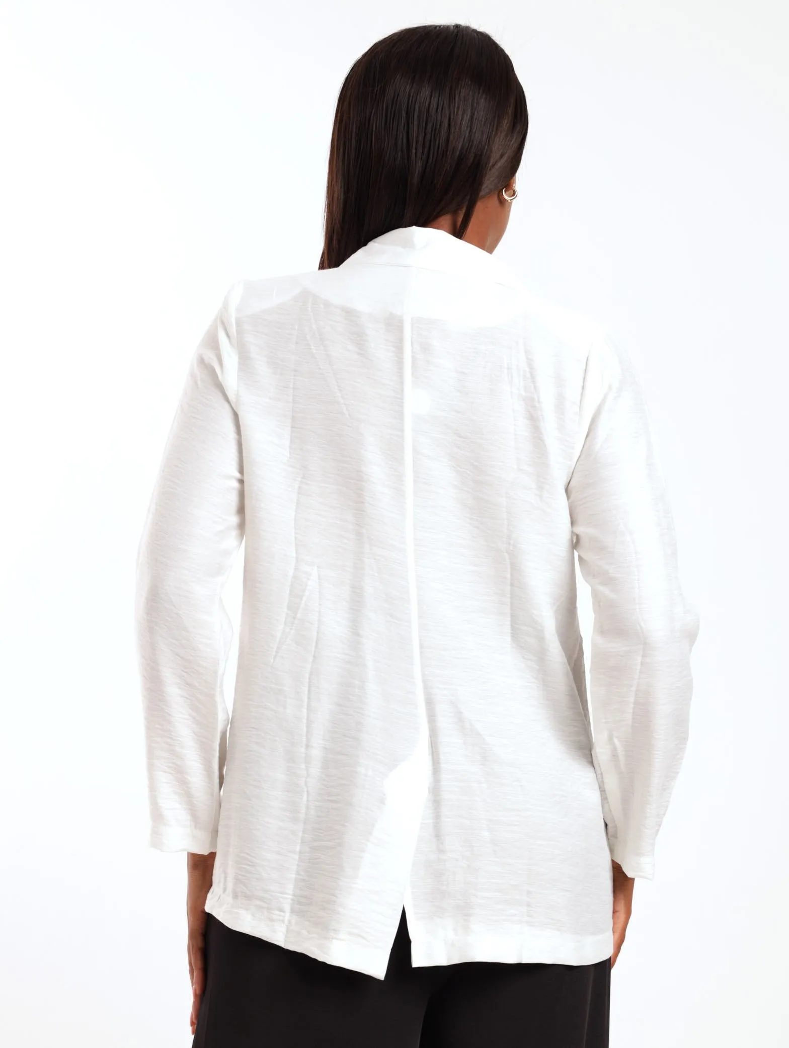 Ladies Textured Unlined Blazer - White