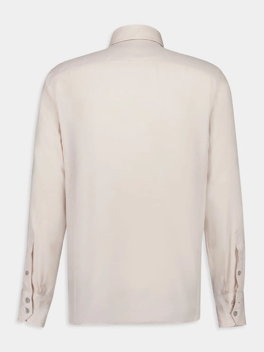 Light Beige Military-Inspired Twill Shirt