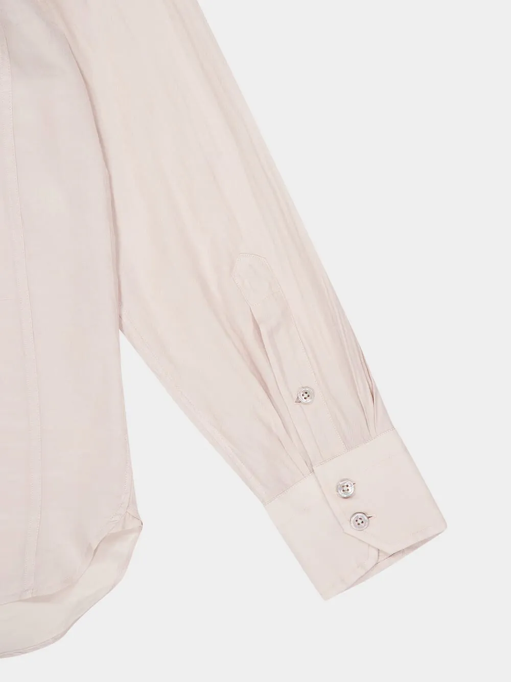 Light Beige Military-Inspired Twill Shirt