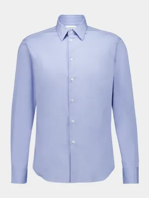 Light Blue Stretch Cotton Poplin Shirt