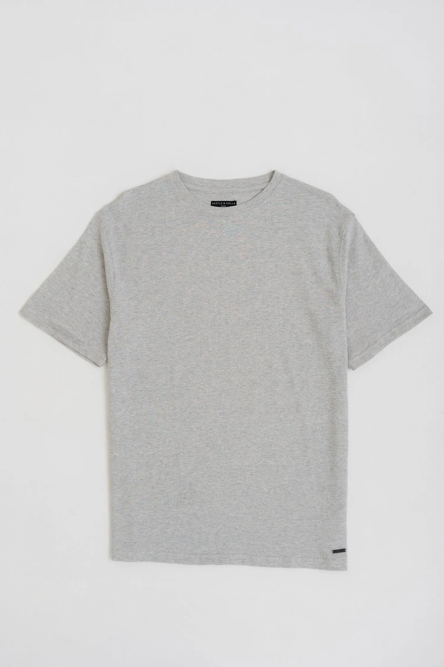 LIGHT GREY REGULAR FIT TEXTURED T-SHIRT
