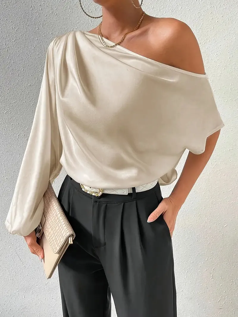 Long-sleeved Asymmetric Pullover Top