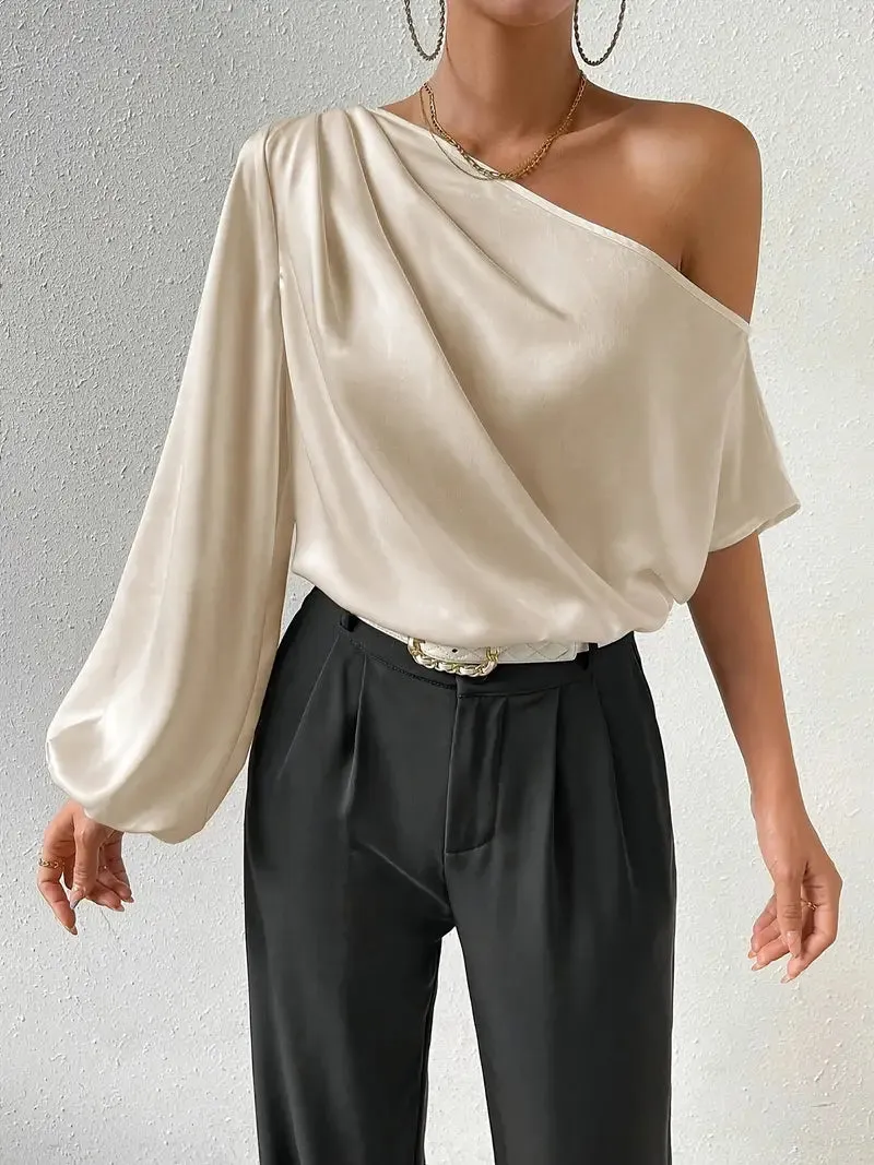 Long-sleeved Asymmetric Pullover Top