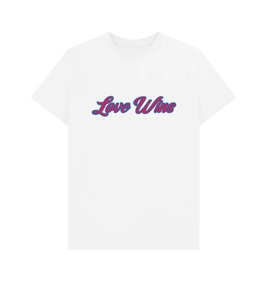 Love Wins Classic 100% organic t shirt.  Black, White Free UK postage.