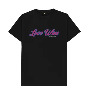 Love Wins Classic 100% organic t shirt.  Black, White Free UK postage.