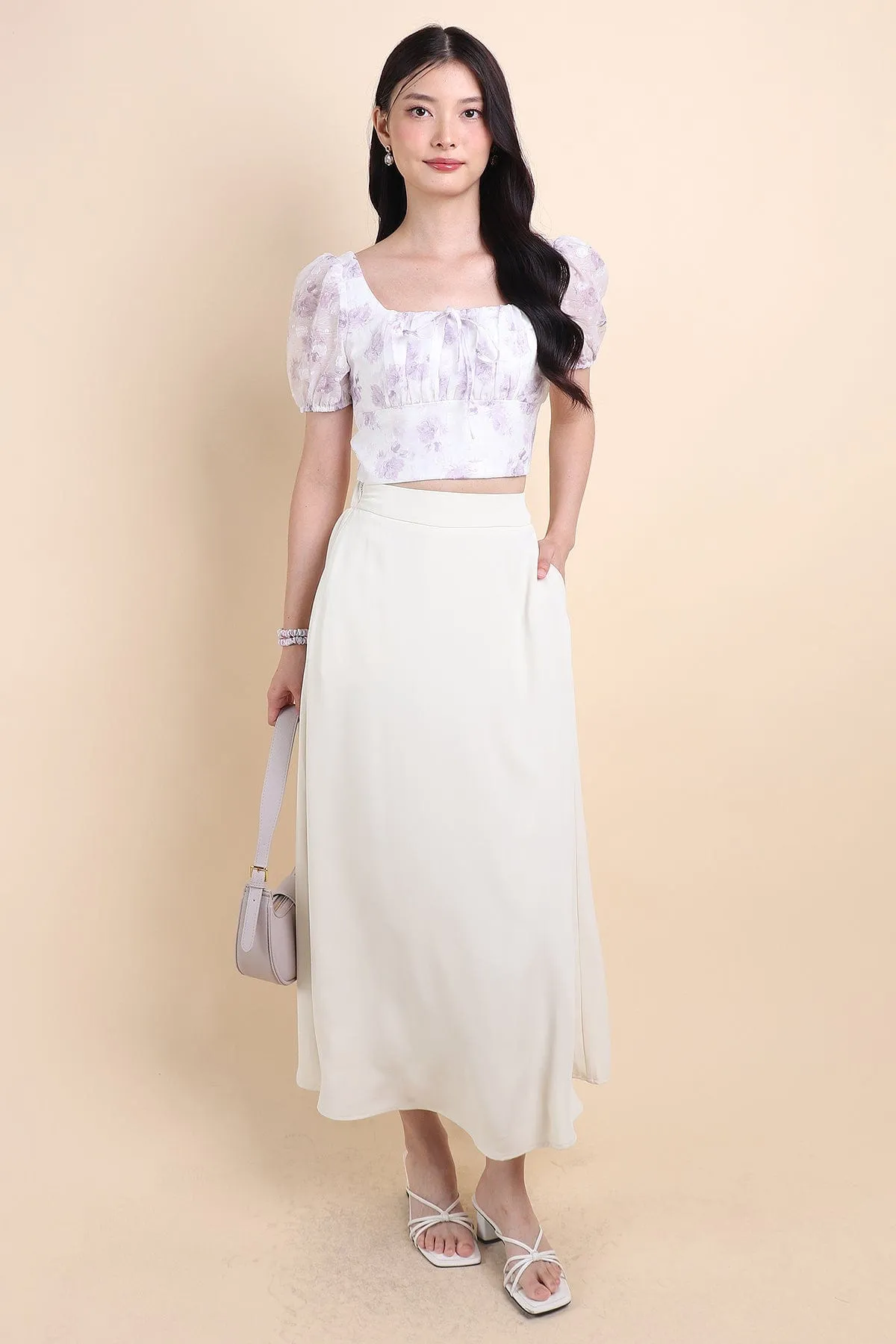 LUNA MAXI SKIRT IN MINT ECRU