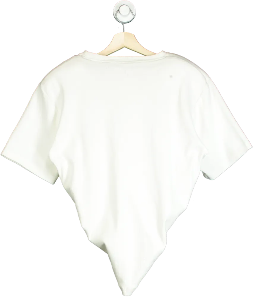 Magda Butrym White Knotted Front T-Shirt UK M