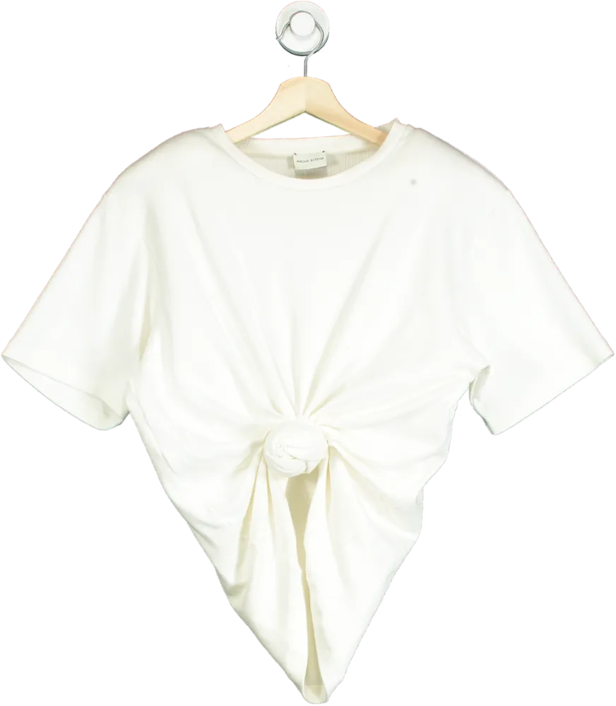 Magda Butrym White Knotted Front T-Shirt UK M