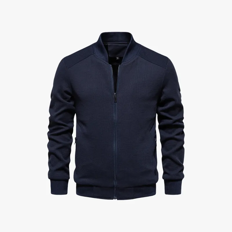 Mason | Men Waffle Bomber Jacket – Lightweight & Breathable - Textured Knit