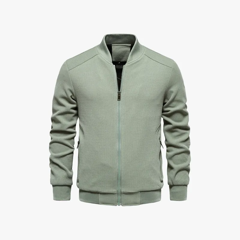 Mason | Men Waffle Bomber Jacket – Lightweight & Breathable - Textured Knit