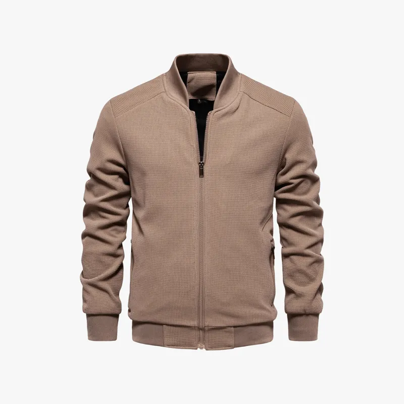 Mason | Men Waffle Bomber Jacket – Lightweight & Breathable - Textured Knit