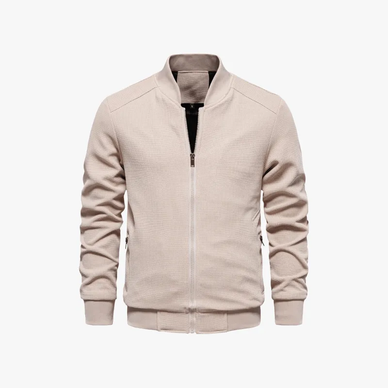 Mason | Men Waffle Bomber Jacket – Lightweight & Breathable - Textured Knit