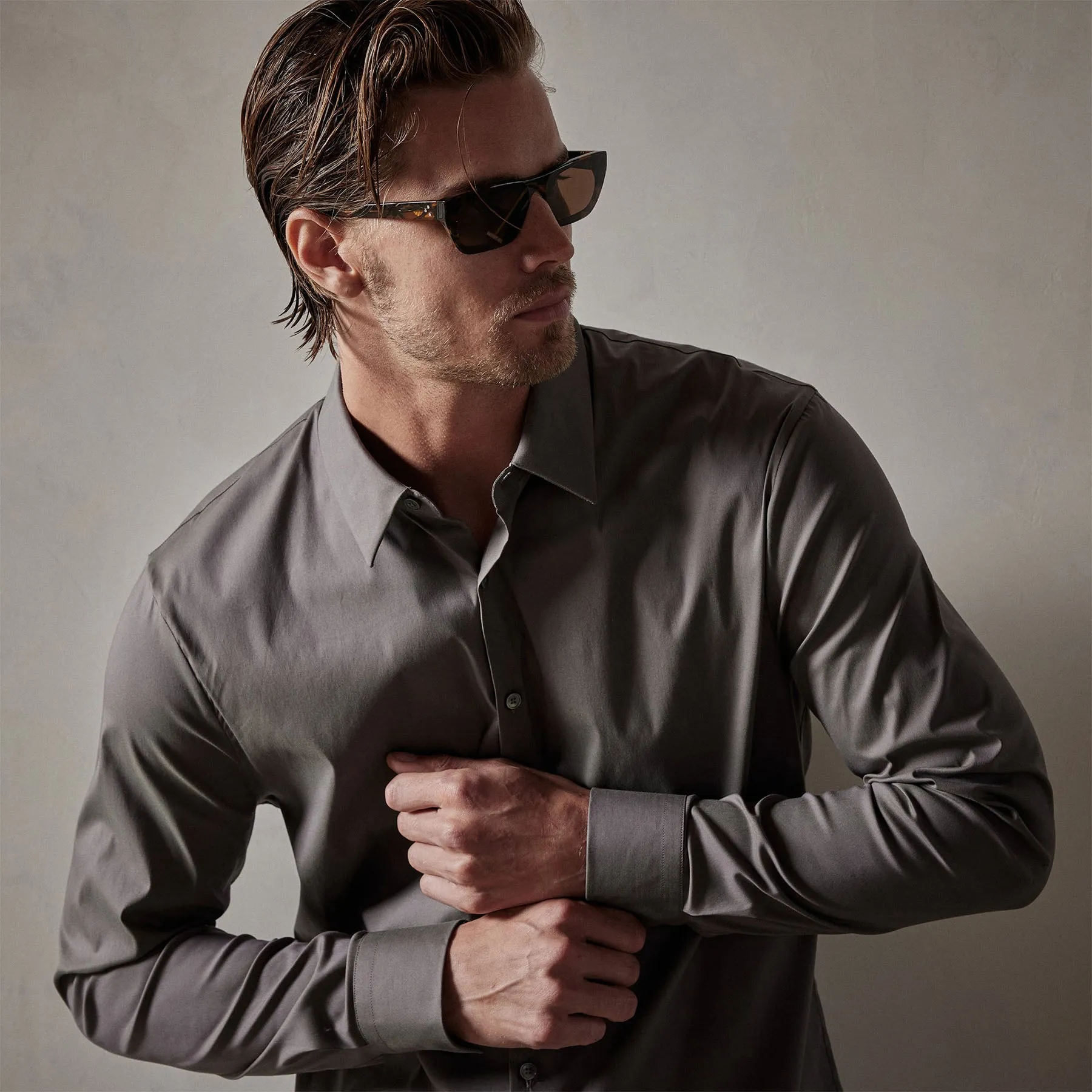 Matte Stretch Poplin Dress Shirt - Dusk