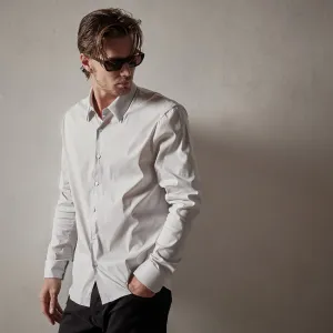 Matte Stretch Poplin Dress Shirt - Silver