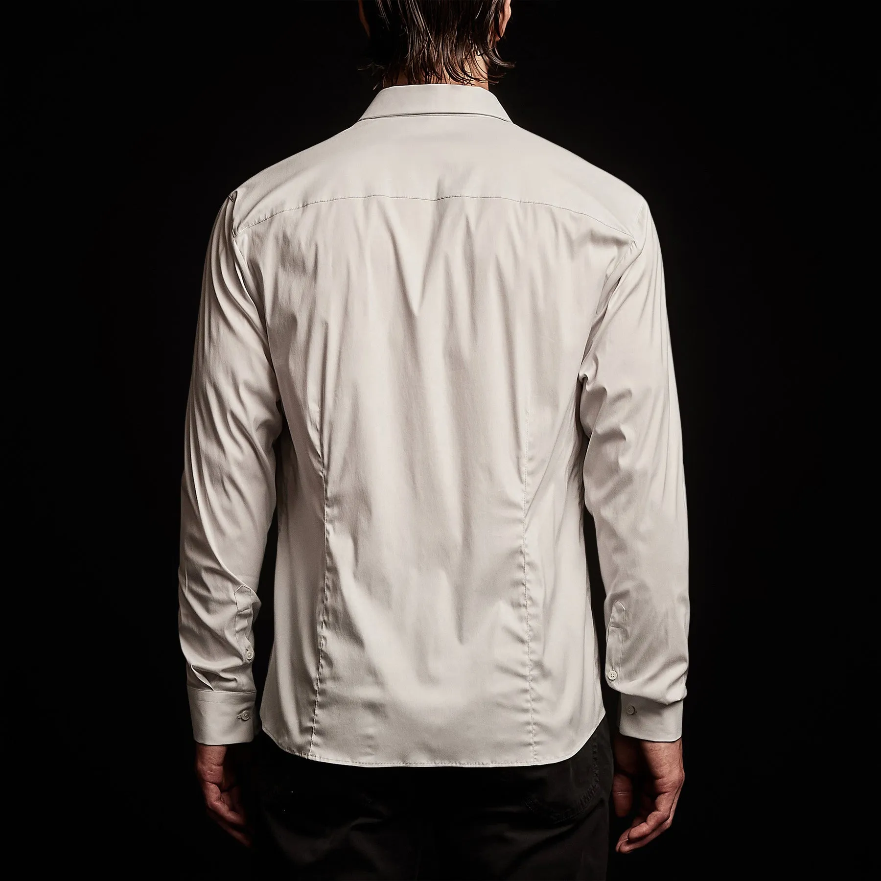 Matte Stretch Poplin Dress Shirt - Silver