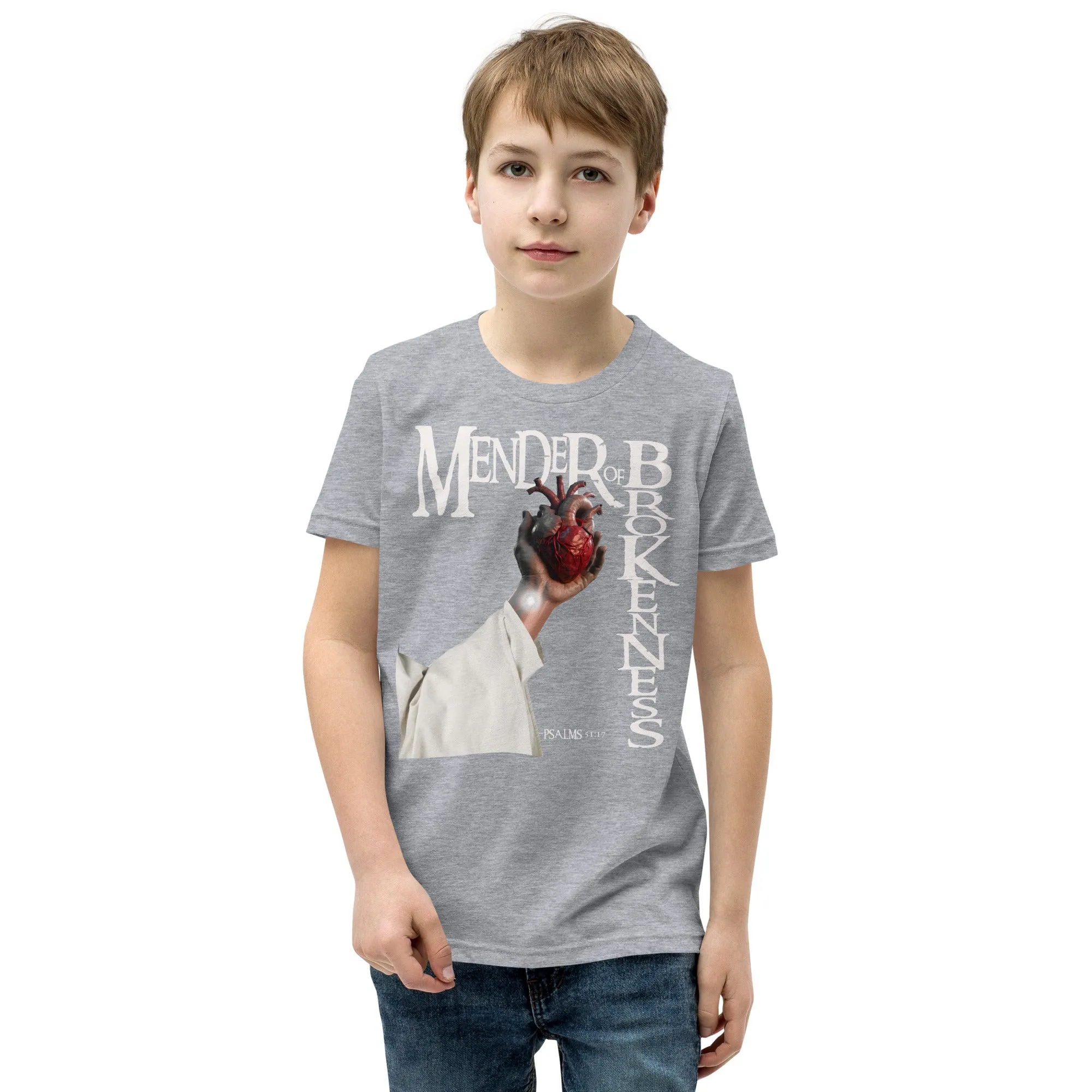Mender of Brokenness Unisex Youth T-Shirt - White Text