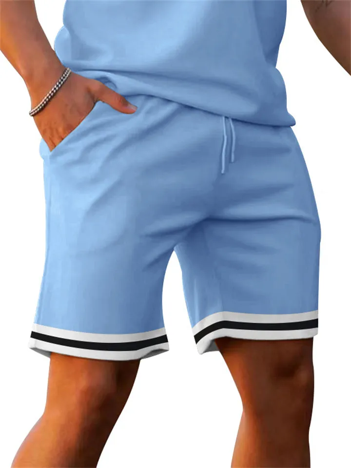 Men's Vacation Style Lapel Pullover Polo Shirt   Sport Shorts