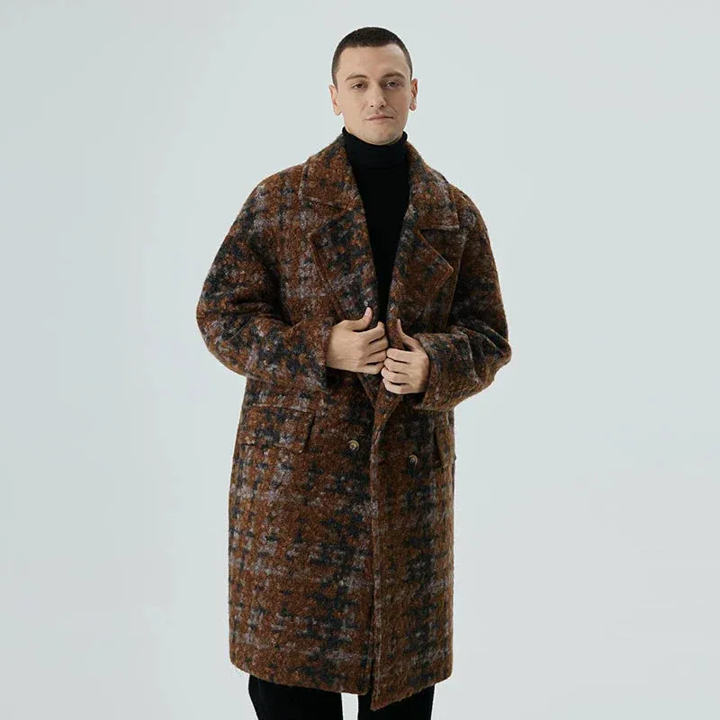 Mid-Length Plaid Wool Coat