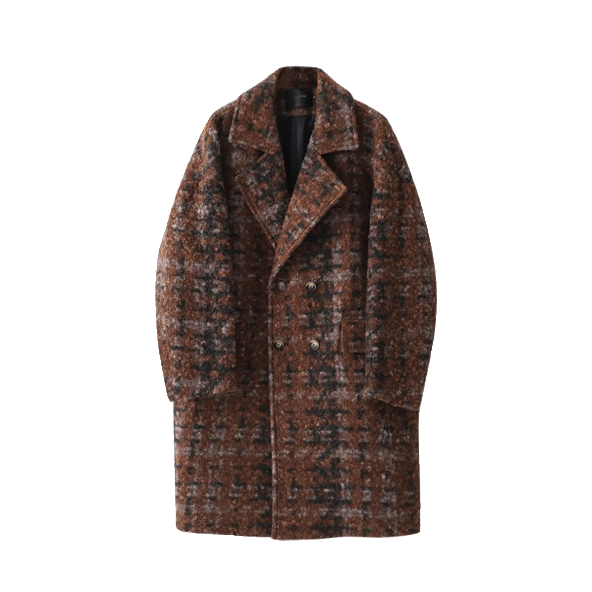 Mid-Length Plaid Wool Coat