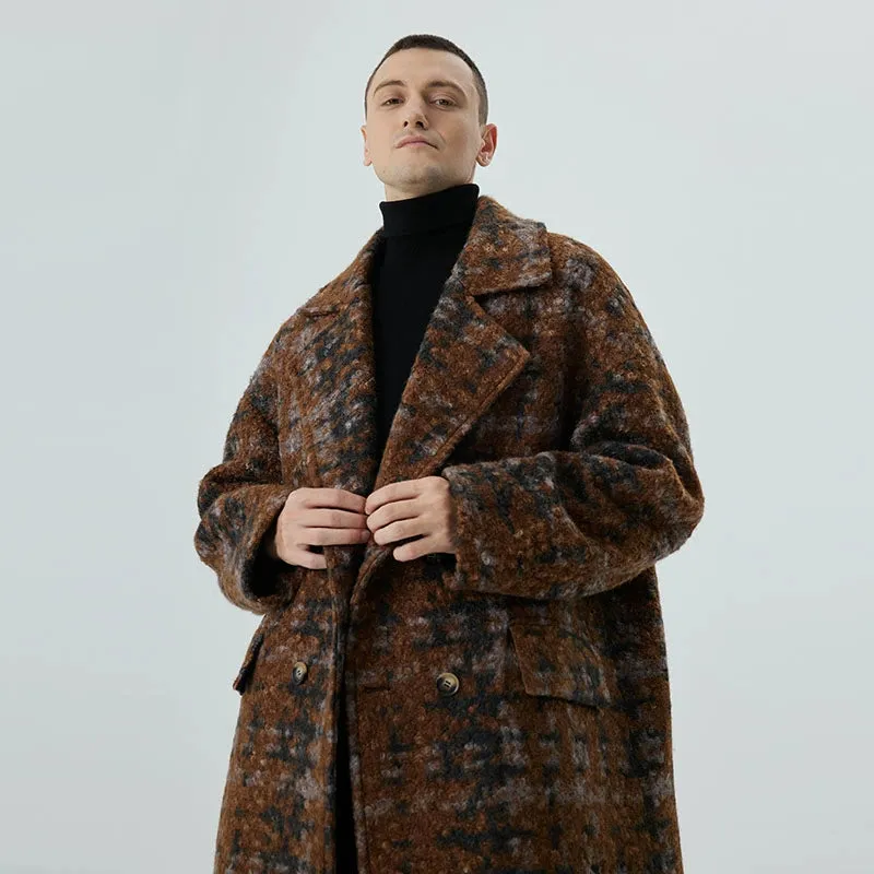 Mid-Length Plaid Wool Coat