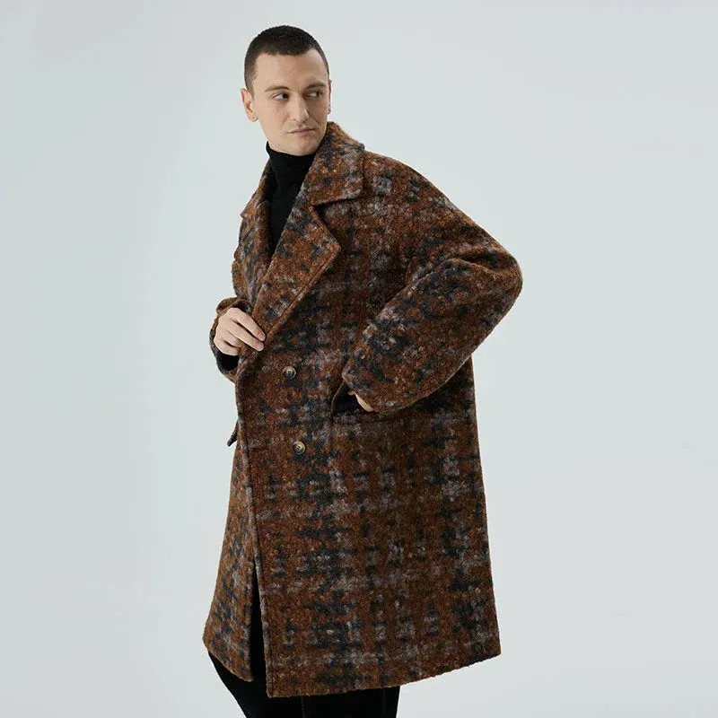 Mid-Length Plaid Wool Coat