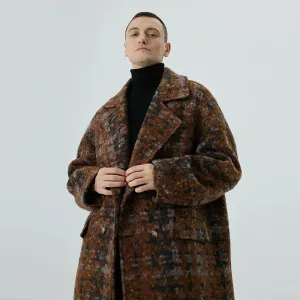 Mid-Length Plaid Wool Coat