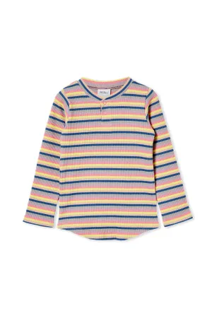 Milky | Sorbet Stripe Waffle Long Sleeve Tee | Sizes 8-12