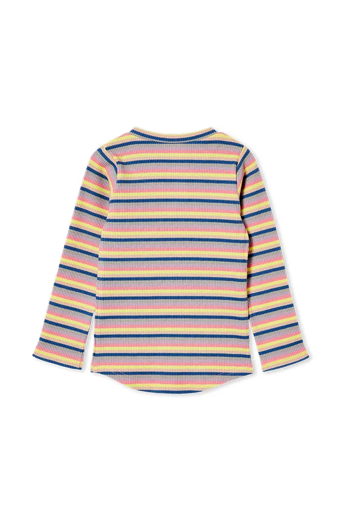 Milky | Sorbet Stripe Waffle Long Sleeve Tee | Sizes 8-12