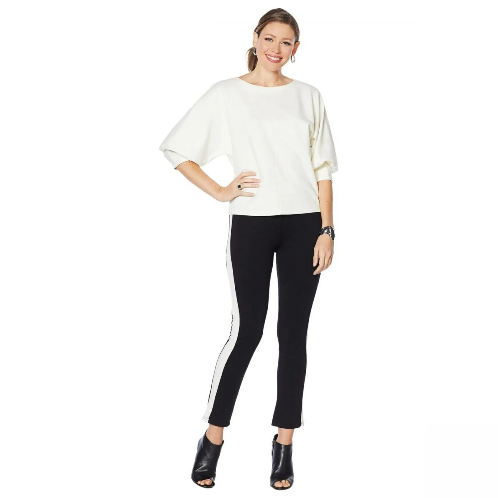 MOTTO Women's Ponte Knit Structured Popover Top