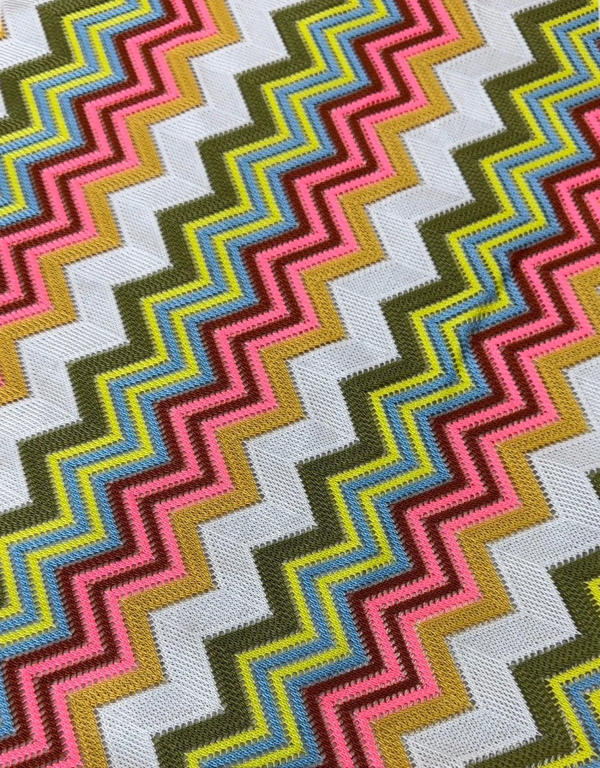 Multicolor Zigzag Knit Jersey Mesh Fabric for Crafting and Apparel