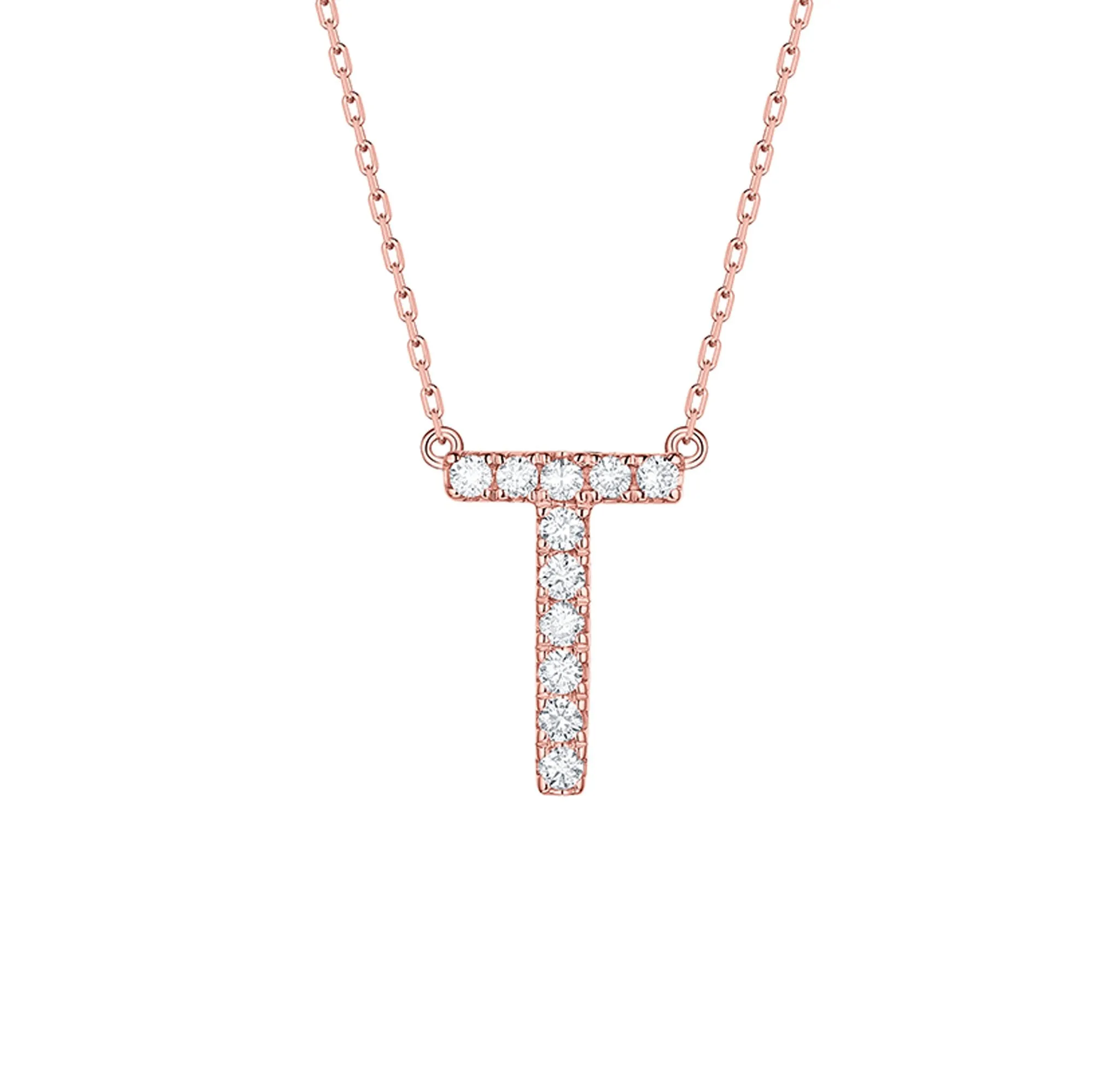 My Type 0.16ct "T" Lab Grown Diamond Necklace <br> NL-00165WHT