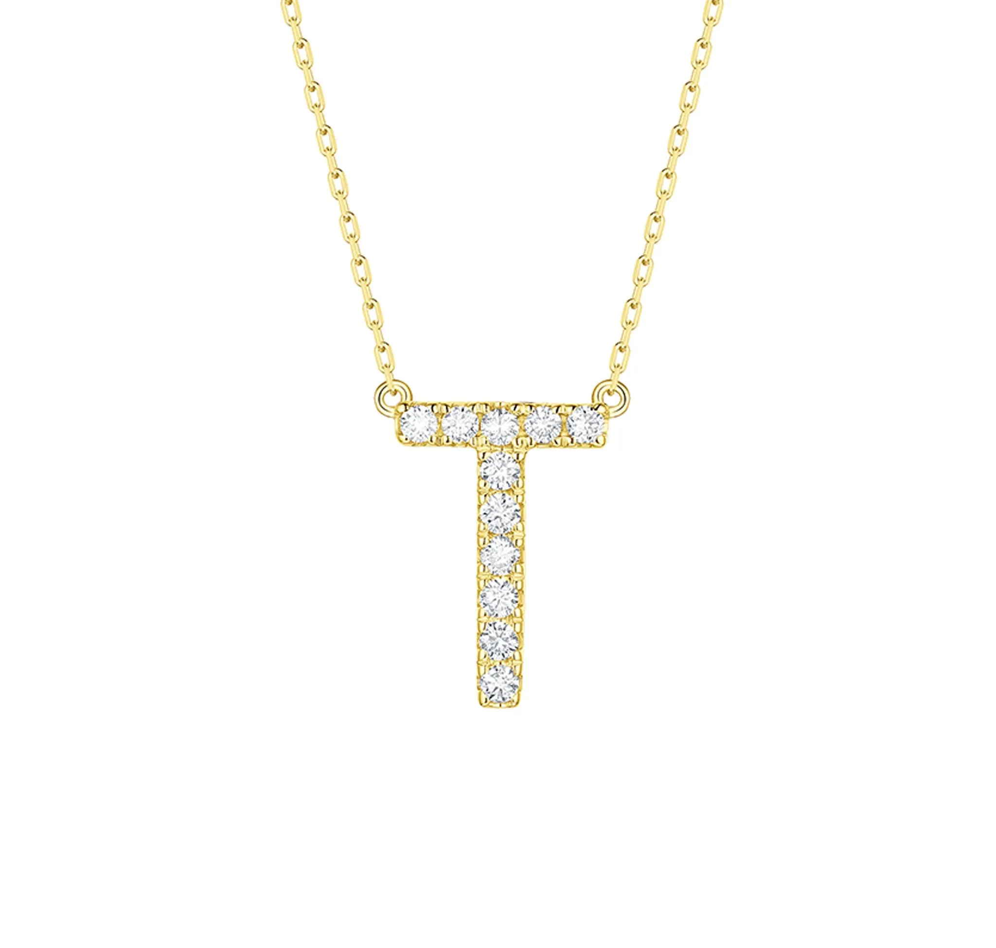 My Type 0.16ct "T" Lab Grown Diamond Necklace <br> NL-00165WHT