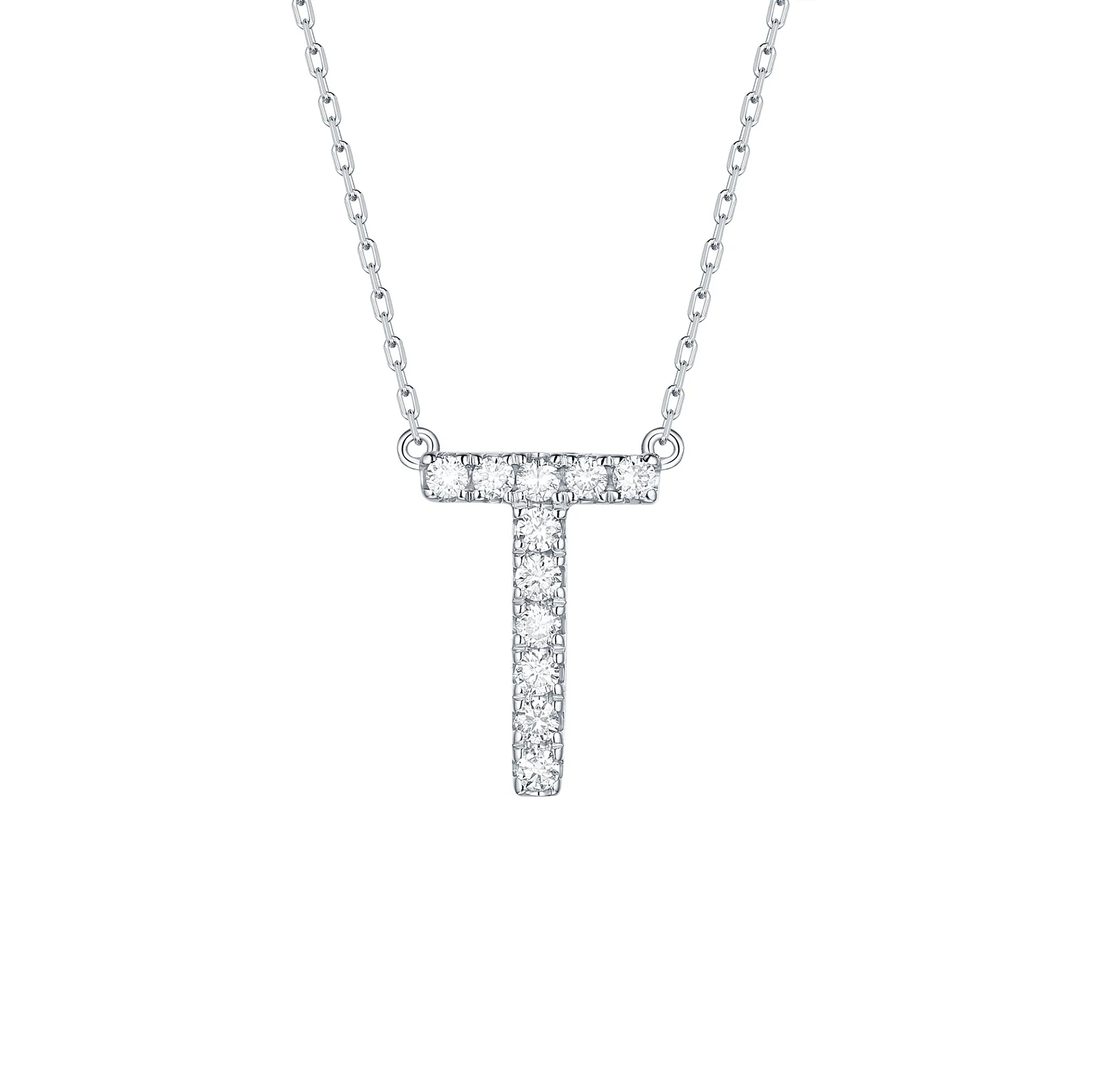My Type 0.16ct "T" Lab Grown Diamond Necklace <br> NL-00165WHT