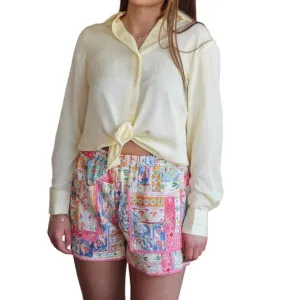 NEW AUREUM lady printed short in pink