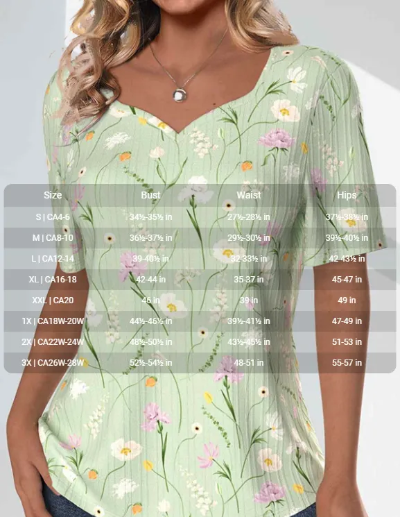 NEW MODLILY® Light Green Textured Fabric Floral Print T-Shirt, Sz M