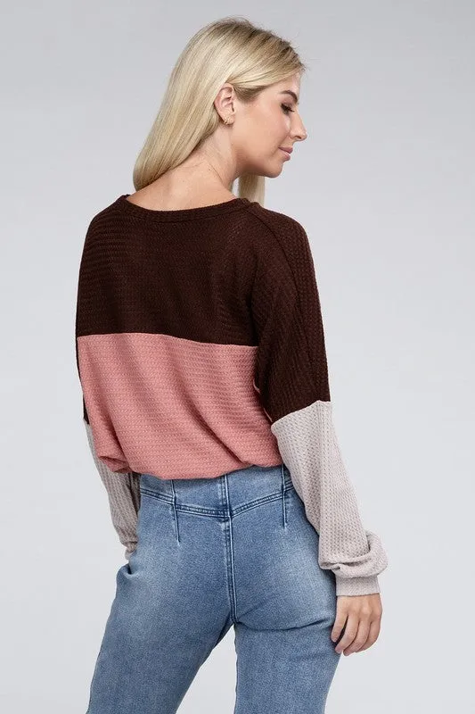 Nuvi Apparel Color Block Waffle T-Shirt