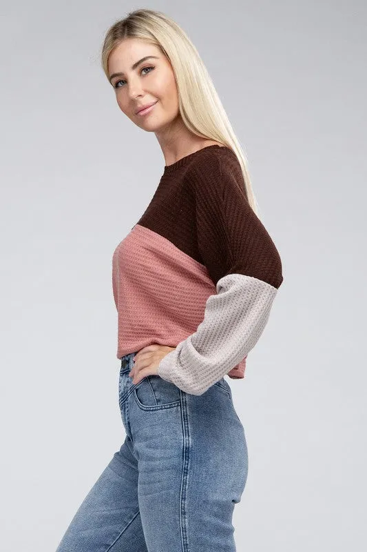 Nuvi Apparel Color Block Waffle T-Shirt