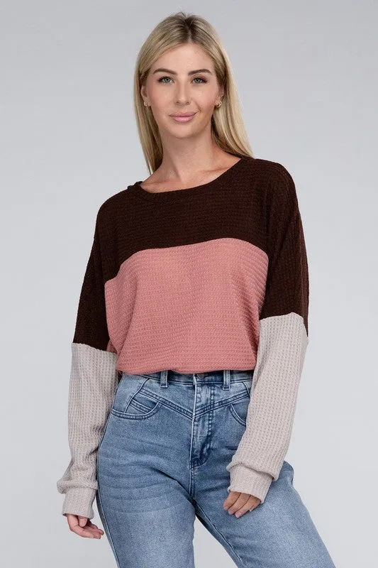 Nuvi Apparel Color Block Waffle T-Shirt