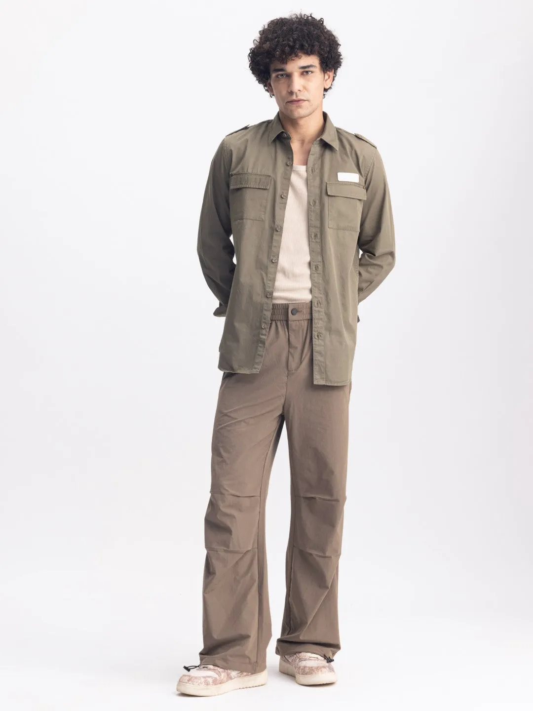 Olive Cotton Utility Shirt