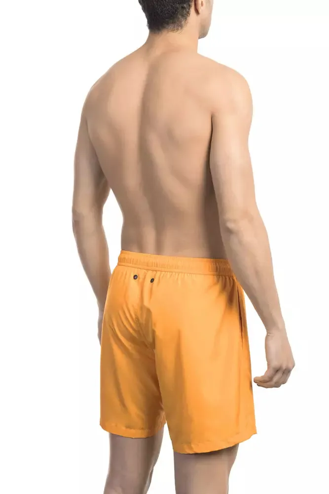 Orange Polyester Men's Swim Short