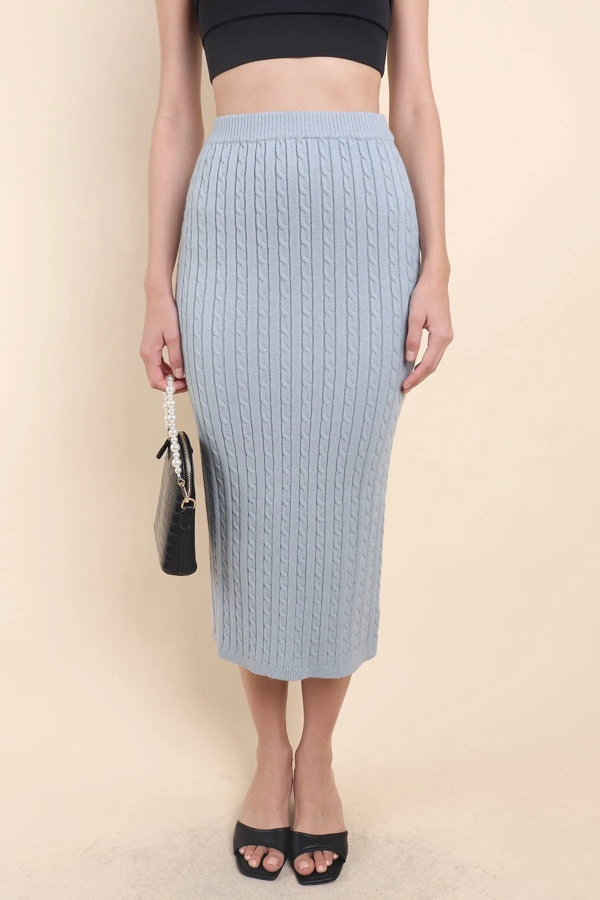 PAMMIE EMBOSSED KNIT SKIRT IN TEAL
