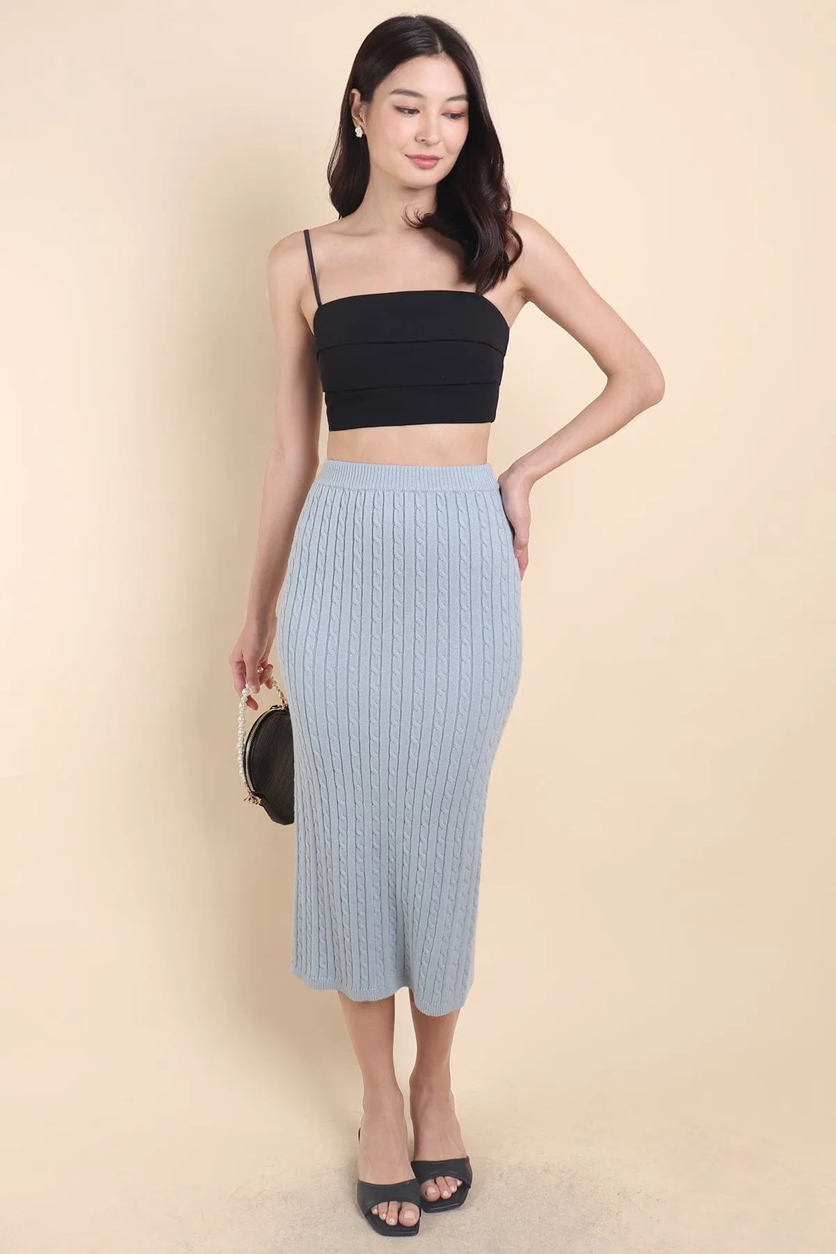 PAMMIE EMBOSSED KNIT SKIRT IN TEAL