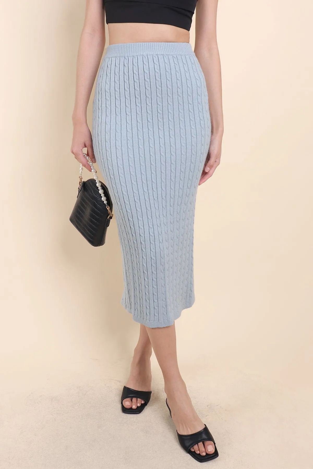 PAMMIE EMBOSSED KNIT SKIRT IN TEAL