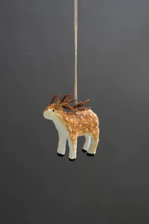 Paper Mache Deer Christmas Ornament (Pack of 6)